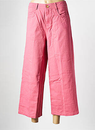 Pantalon larg roz GRACE & MILA femeie