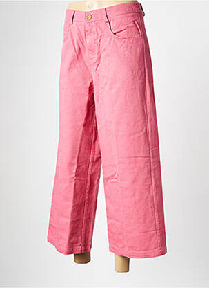 Pantalon larg roz GRACE & MILA femeie