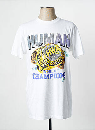 Tricou alb HUMAN WITH ATTITUDE bărbat