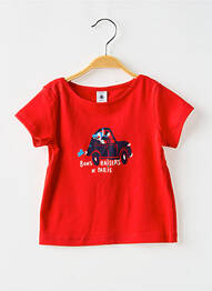 Tricou guler rotund roșu PETIT BATEAU fille
