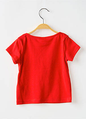 Tricou guler rotund roșu PETIT BATEAU fată