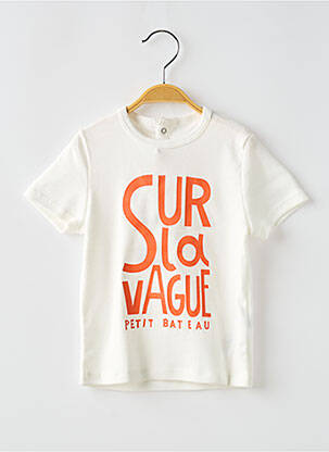 Tricou alb PETIT BATEAU băiat