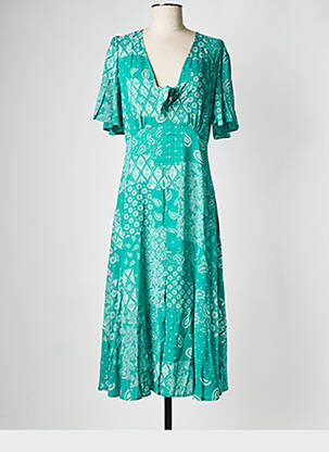 Rochie midi guler în v verde GRACE & MILA femeie
