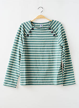 Pulover guler rotund verde PETIT BATEAU femeie