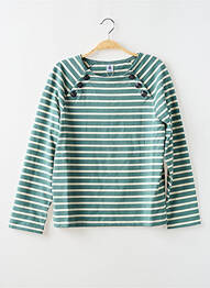 Pulover guler rotund verde PETIT BATEAU femme