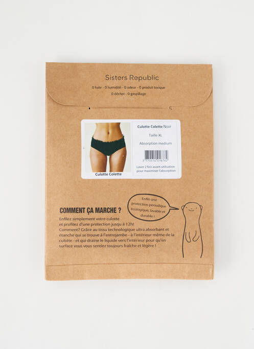 Chiloți-menstruali negru SISTERS REPUBLIC femeie