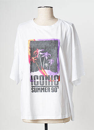 Tricou guler rotund alb SUNCOO femeie