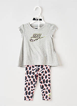 Set sportiv guler rotund gri NIKE fată