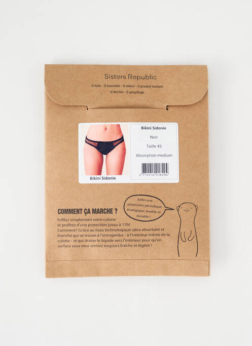 Chiloți-menstruali negru SISTERS REPUBLIC femeie