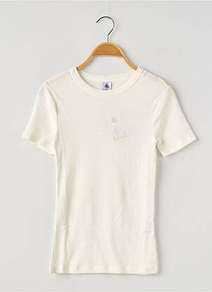 Tricou guler rotund alb PETIT BATEAU femeie