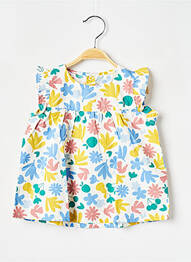 Top guler rotund alb PETIT BATEAU fille