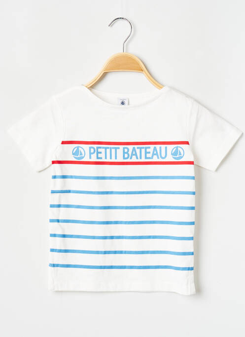Tricou alb PETIT BATEAU băiat