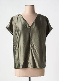 Tricou guler în v verde CAROLL femme