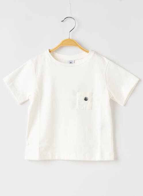 Tricou alb PETIT BATEAU băiat