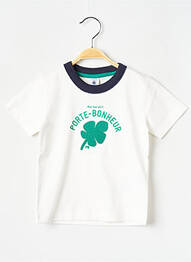 Tricou guler rotund alb PETIT BATEAU garcon