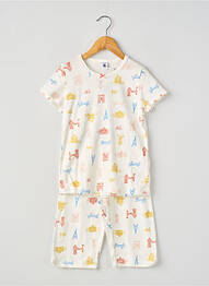 Pijamale scurte guler rotund alb PETIT BATEAU fille