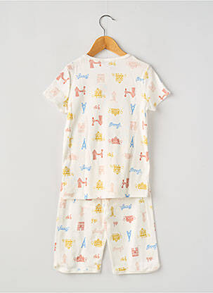 Pijamale scurte guler rotund alb PETIT BATEAU fată