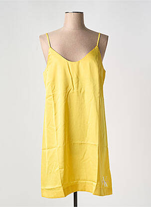 Rochie midi guler rotund galben CALVIN KLEIN femeie