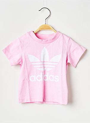 Tricou guler rotund roz ADIDAS copil