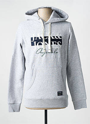 Hanorac cu glugă guler rotund gri JACK & JONES bărbat