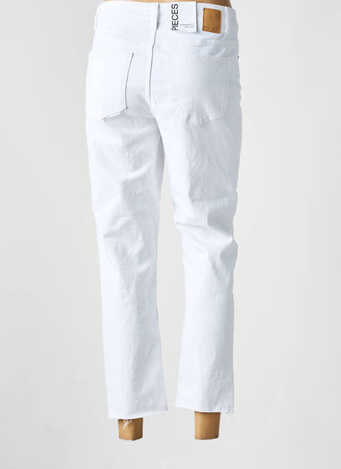 Blugi cu croială dreaptă alb PIECES femeie
