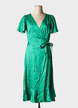 Rochie midi guler în v verde BIZANCE femeie