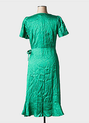 Rochie midi guler în v verde BIZANCE femeie
