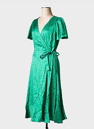 Rochie midi guler în v verde BIZANCE femeie