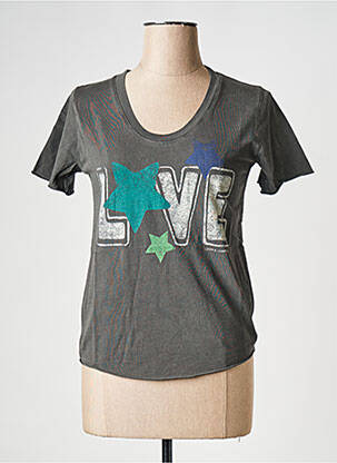 Tricou guler rotund gri LEON & HARPER femeie