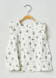 Top guler rotund alb PETIT BATEAU fille