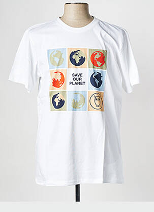 Tricou guler rotund alb KNOWLEDGE COTTON APPAREL bărbat