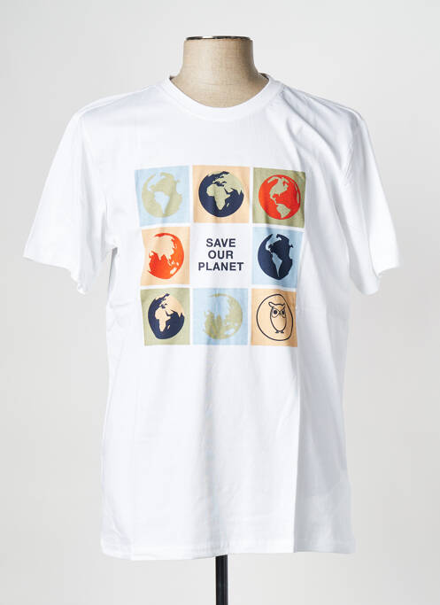 Tricou alb KNOWLEDGE COTTON APPAREL bărbat