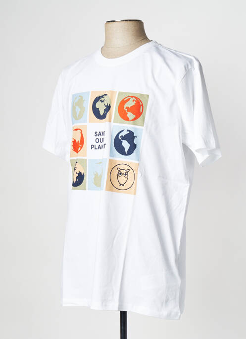 Tricou alb KNOWLEDGE COTTON APPAREL bărbat