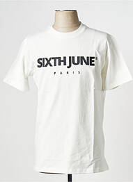 Tricou guler rotund alb SIXTH JUNE homme