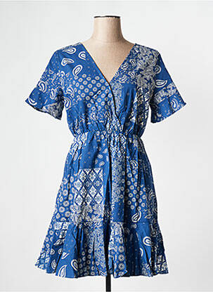 Rochie scurtă guler rotund albastru GRACE & MILA femeie