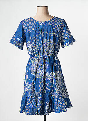 Rochie scurtă guler rotund albastru GRACE & MILA femeie