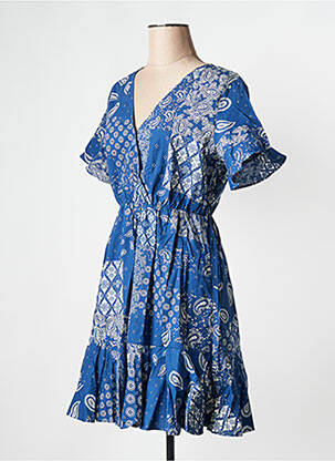 Rochie scurtă guler rotund albastru GRACE & MILA femeie