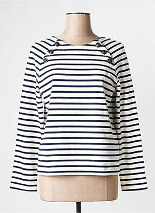 Pulover guler rotund alb PETIT BATEAU femeie