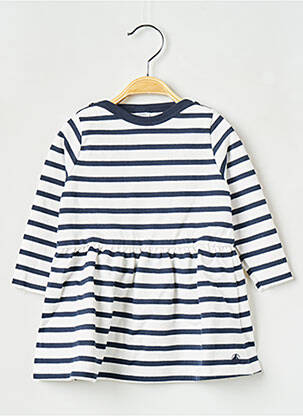 Rochie midi guler rotund alb PETIT BATEAU fată