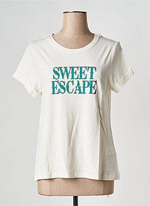 Tricou guler rotund alb SUNCOO femeie