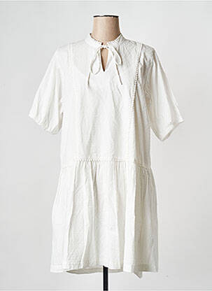 Rochie scurtă guler rotund alb ICHI femeie
