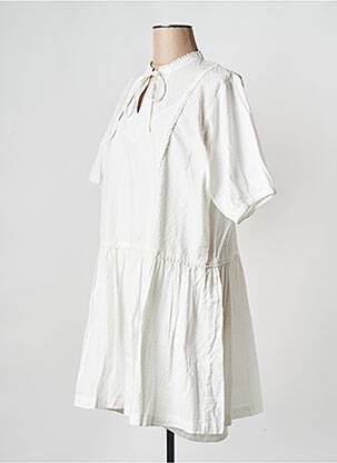 Rochie scurtă guler rotund alb ICHI femeie