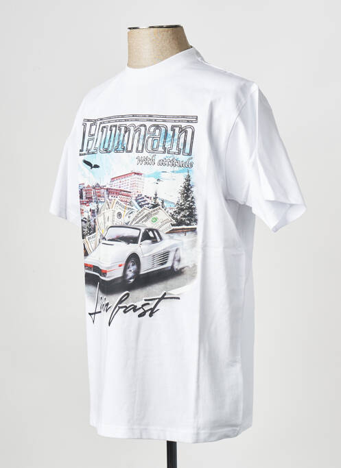 Tricou alb HUMAN WITH ATTITUDE bărbat