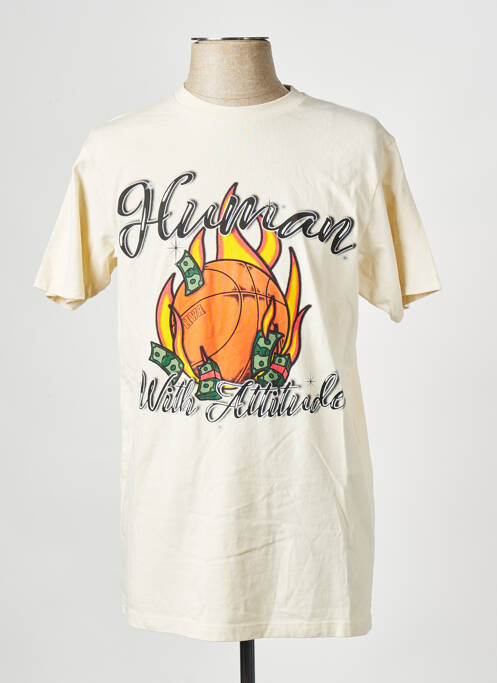 Tricou bej HUMAN WITH ATTITUDE bărbat