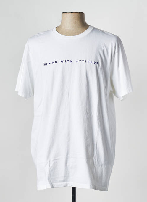 Tricou alb HUMAN WITH ATTITUDE bărbat
