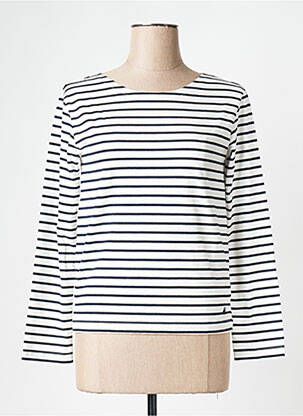Pulover guler rotund alb PETIT BATEAU femeie