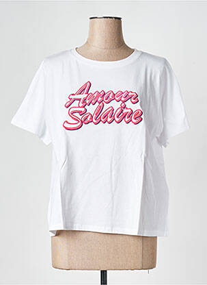 Tricou guler rotund alb SUNCOO femeie