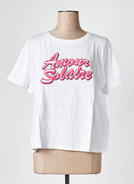 Tricou guler rotund alb SUNCOO femme