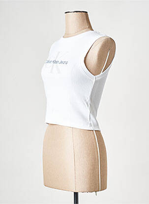 Maiou guler rotund alb CALVIN KLEIN femeie