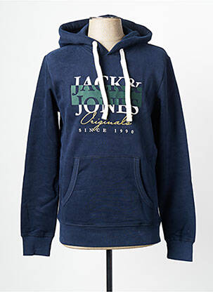 Hanorac cu glugă guler rotund albastru JACK & JONES bărbat